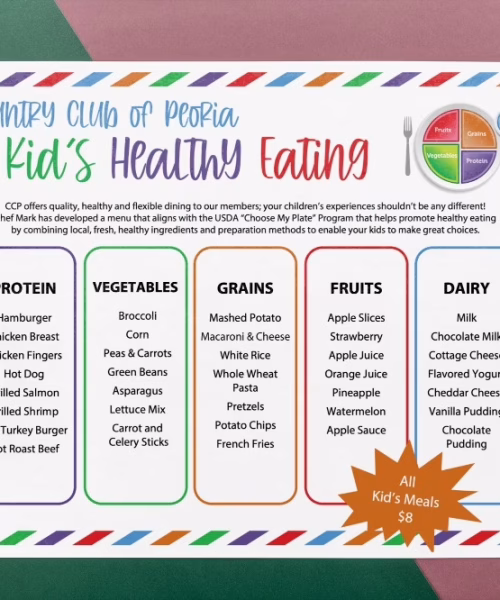 Kid Menu for Country Club of Peoria